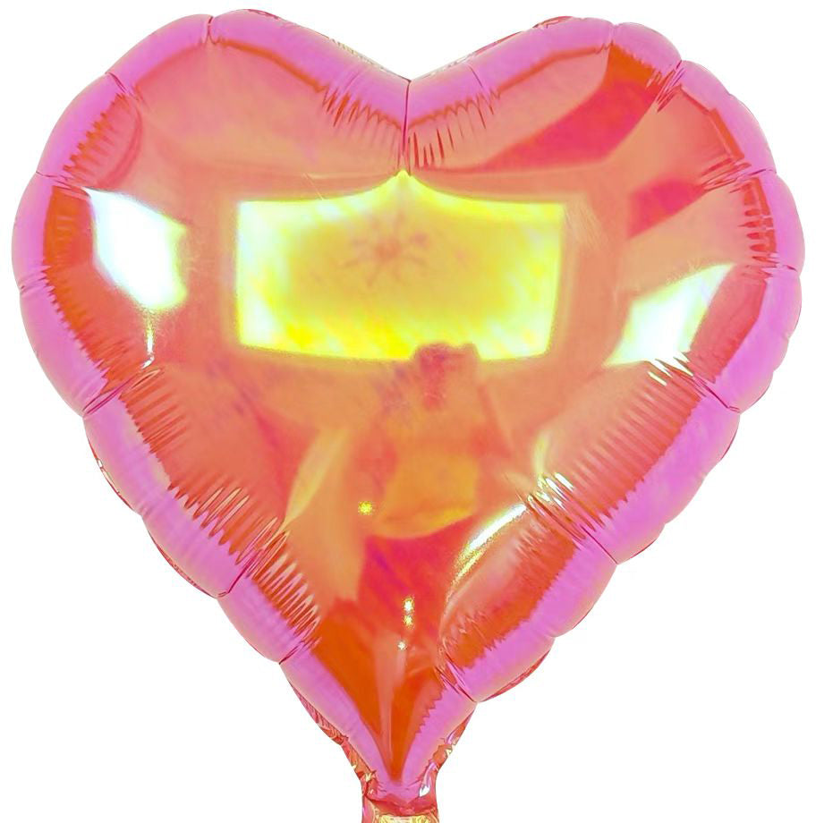 Uninflated 18 Inches Pink Lustrous Heart Iridescent Foil Balloon Manufacturered By Colour Wheel