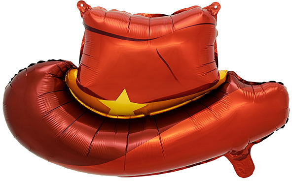 Uninflated 24 Inches Red Sheriff Cowboy Hat Foil Balloon Manufacturered By Colour Wheel