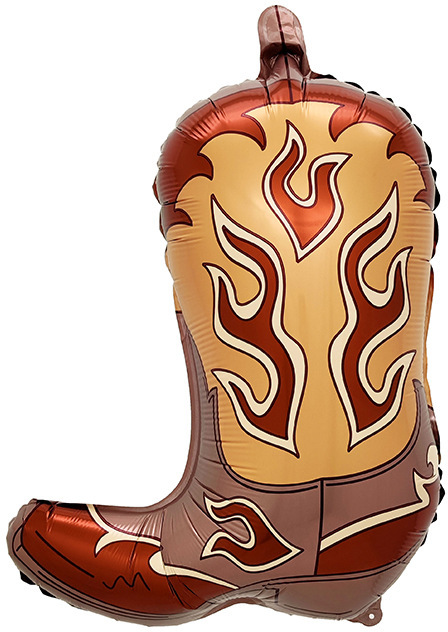 Uninflated 23 Inches Pattern Cowboy Boot Foil Balloon Manufacturered By Colour Wheel