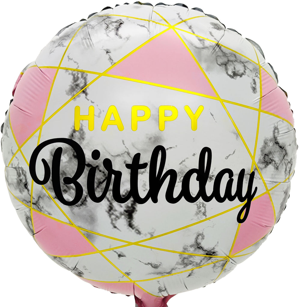 Uninflated 18 Inches Marble Pattern Happy Birthday Foil Balloon Manufacturered By Colour Wheel