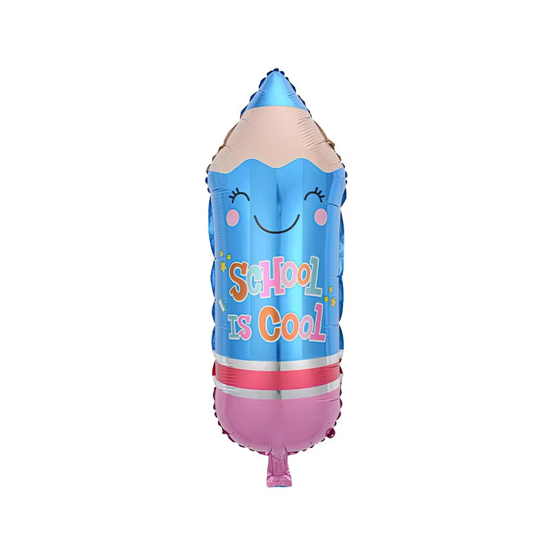 Uninflated 29 Inches School is Cool Blue Pencil with Eraser Foil Balloon Manufacturered By Colour Wheel