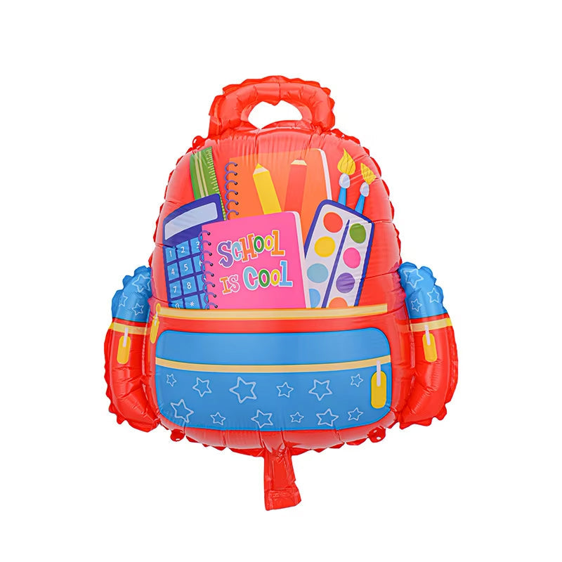 Uninflated 21 Inches School is Cool Red Backpack Foil Balloon Manufacturered By Colour Wheel