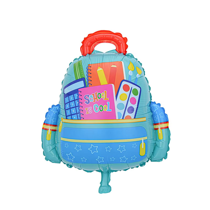 Uninflated 21 Inches School is Cool Blue Backpack Foil Balloon Manufacturered By Colour Wheel