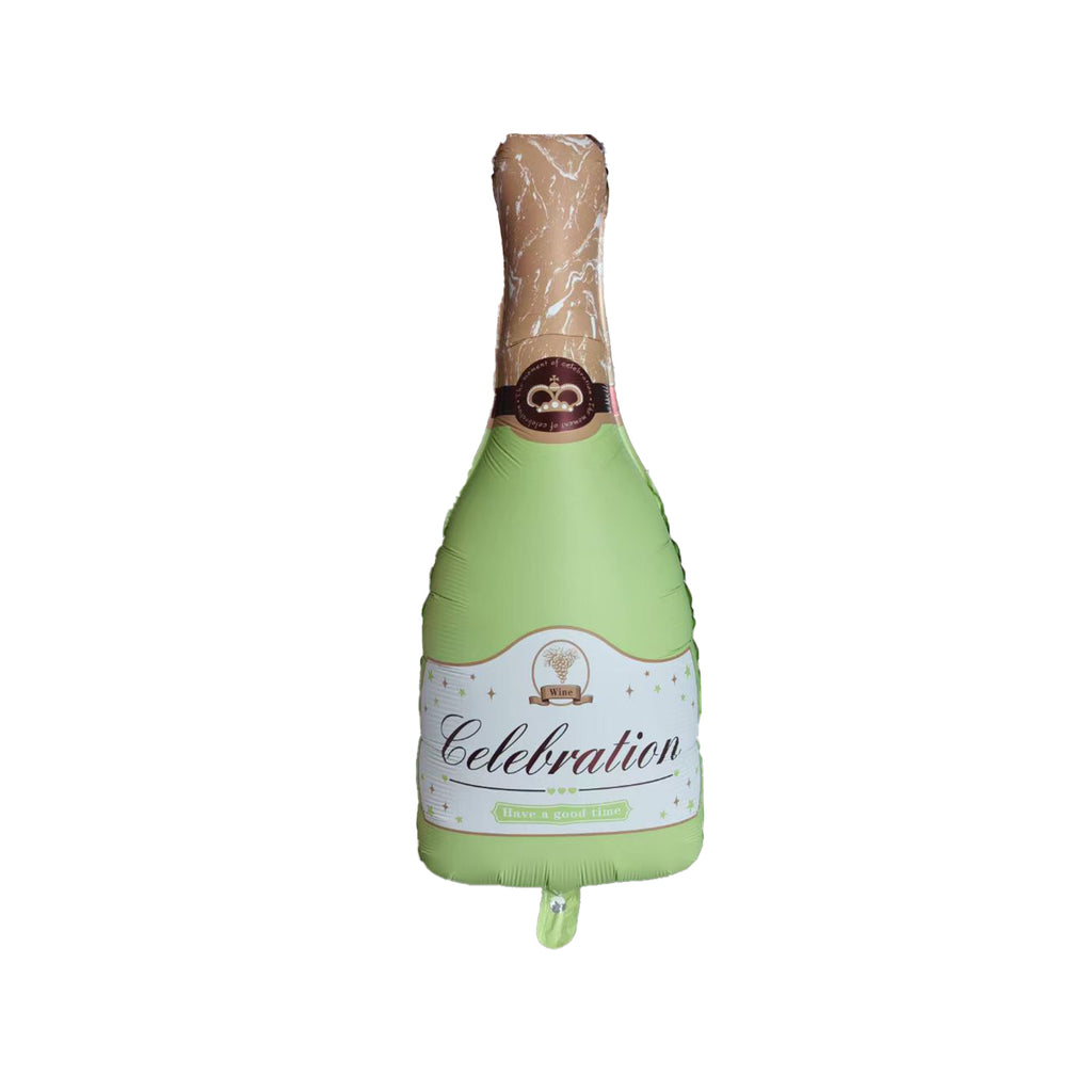 Uninflated 33 Inches Matte Green Wine Champagne Celebration Bottle Foil Balloon Manufacturered By Colour Wheel