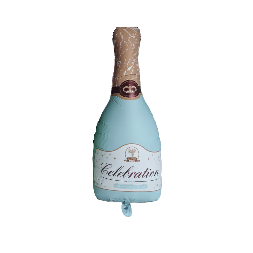 Uninflated 33 Inches Matte Blue Wine Champagne Celebration Bottle Foil Balloon Manufacturered By Colour Wheel