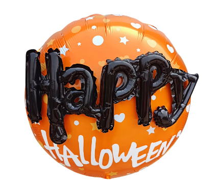 Uninflated 22 Inches (2 Piece) 3D Happy Halloween Foil Balloon Orange Manufacturered By Colour Wheel