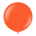 A single 24" Kalisan Latex Balloon in standard flame orange, glossy with a tied end, is set against a white background. The Kalisan brand name appears near the bottom of the balloon.