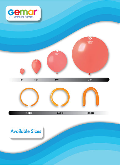 available balloon sizes from Gemar