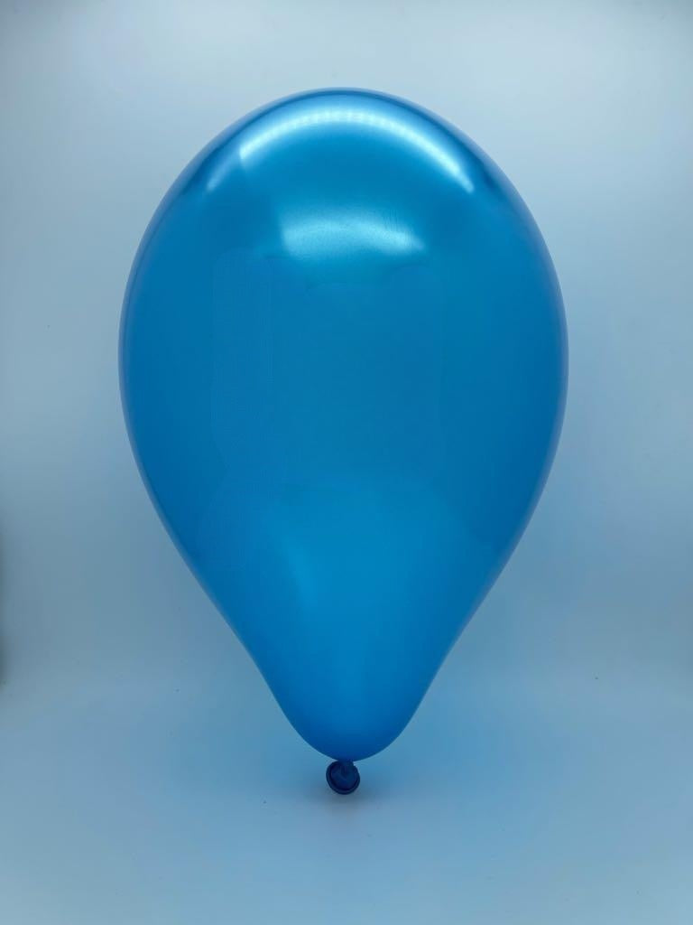 Inflated Balloon Image 12" Gemar Latex Balloons (Bag of 50) Metallic Metallic Blue