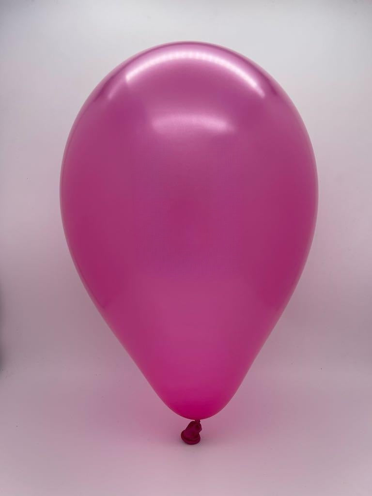 Inflated Balloon Image 5" Gemar Latex Balloons (Bag of 100) Metallic Metallic Fuchsia