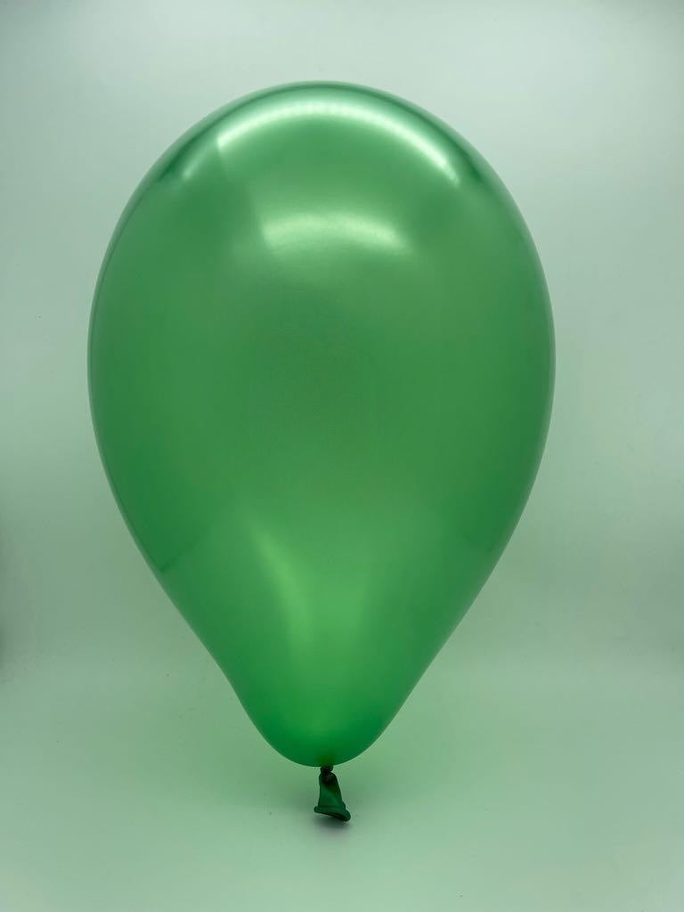 Inflated Balloon Image 12" Gemar Latex Balloons (Bag of 50) Metallic Metallic Green