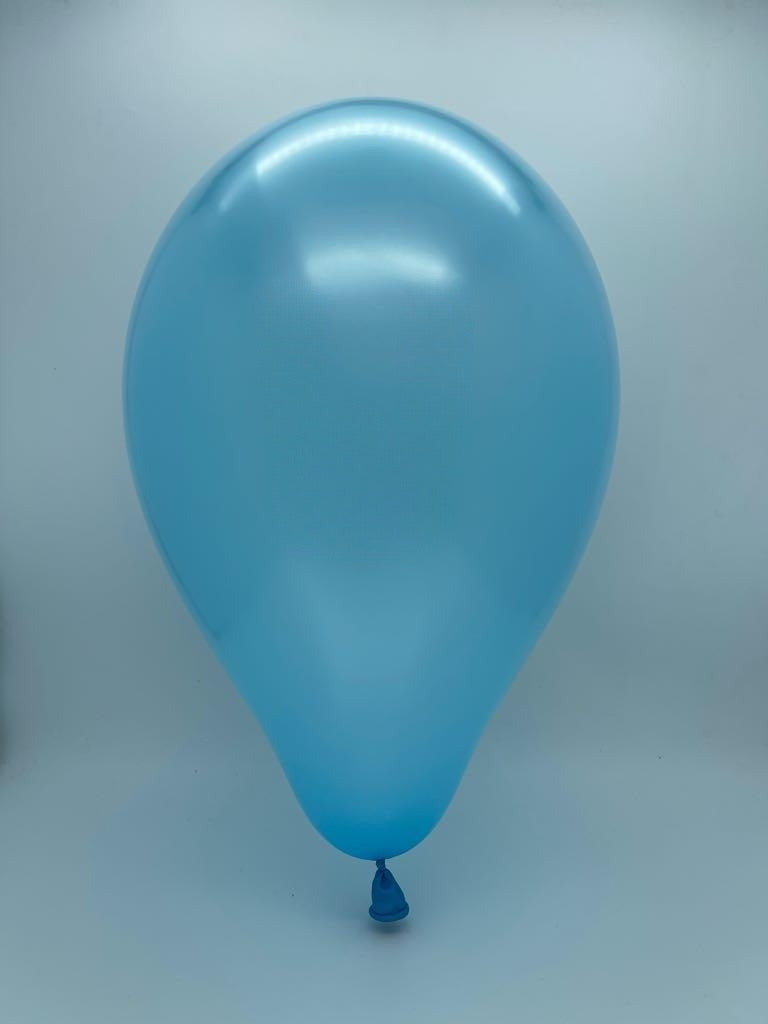 Inflated Balloon Image 12" Gemar Latex Balloons (Bag of 50) Metallic Metallic Light Blue