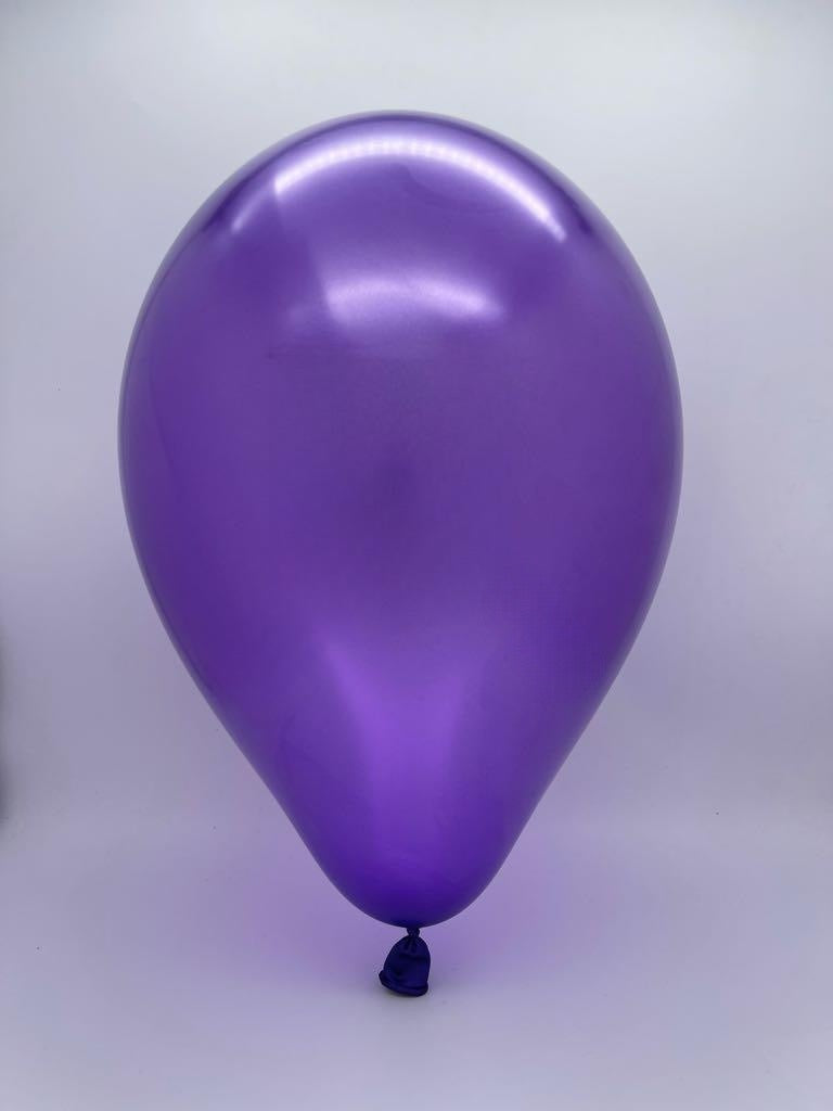 Inflated Balloon Image 12" Gemar Latex Balloons (Bag of 50) Metallic Metallic Purple