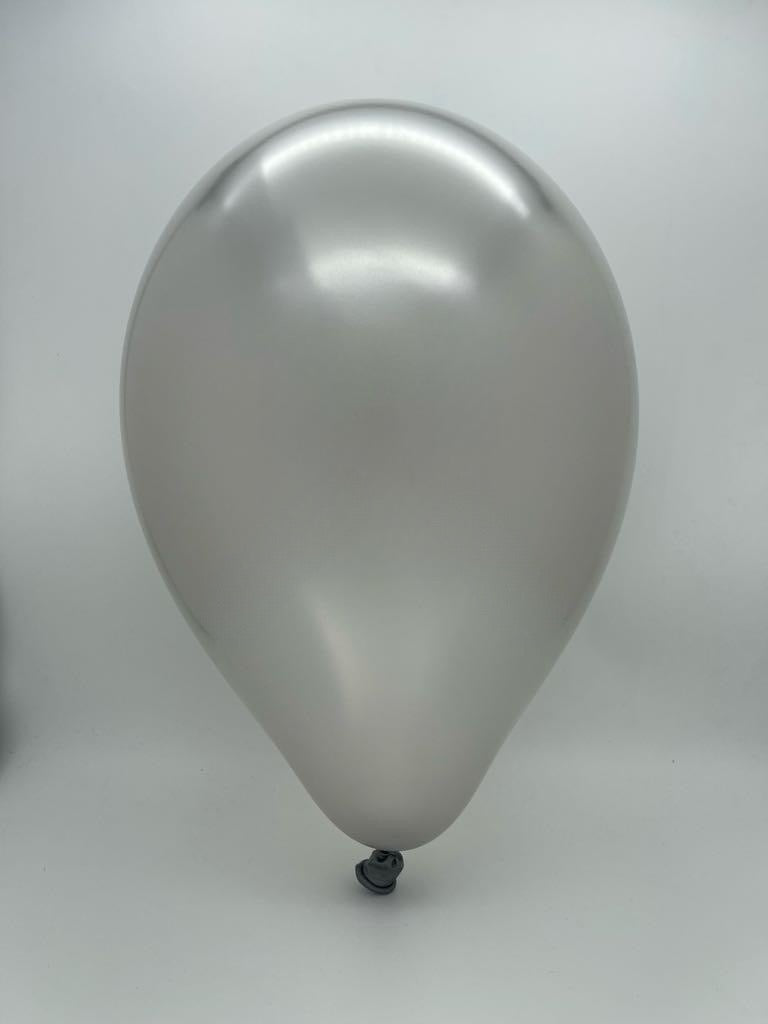 Inflated Balloon Image 12" Gemar Latex Balloons (Bag of 50) Metallic Silver