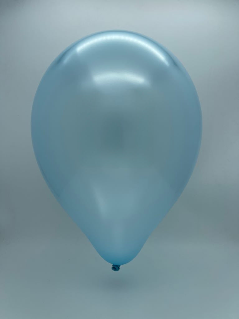 Inflated Balloon Image 12" Kalisan Latex Balloons Metallic Light Blue (50 Per Bag)