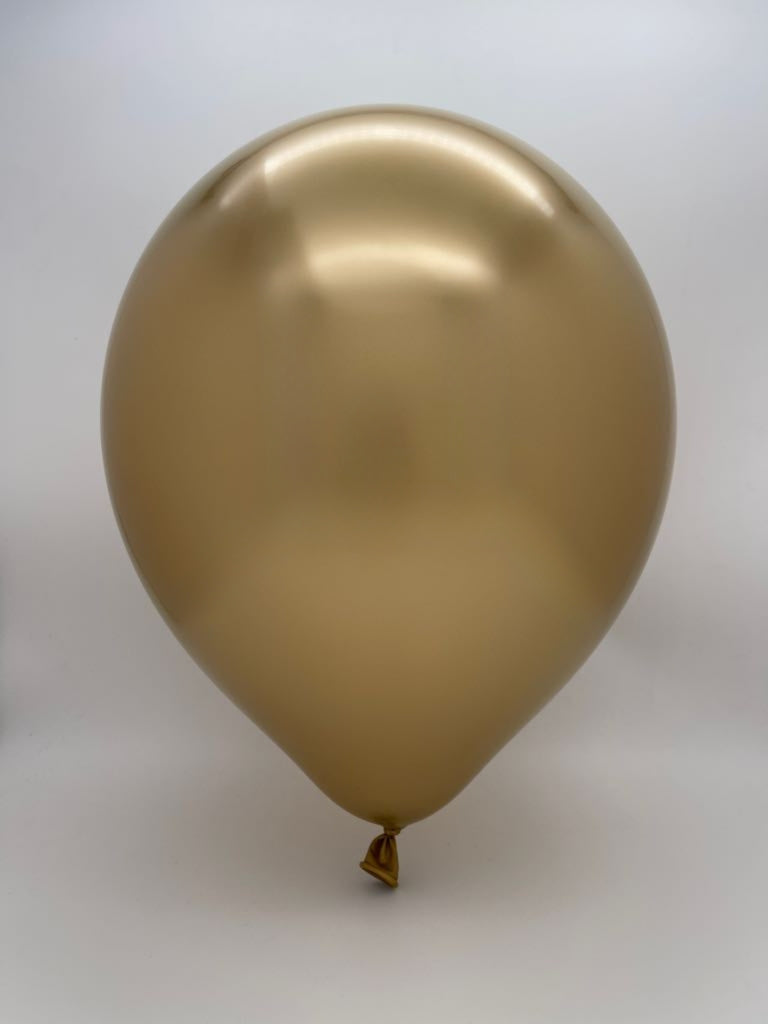 Inflated Balloon Image 350K Kalisan Nozzle Up Twisting Latex Balloons Mirror Gold (50 Per Bag)