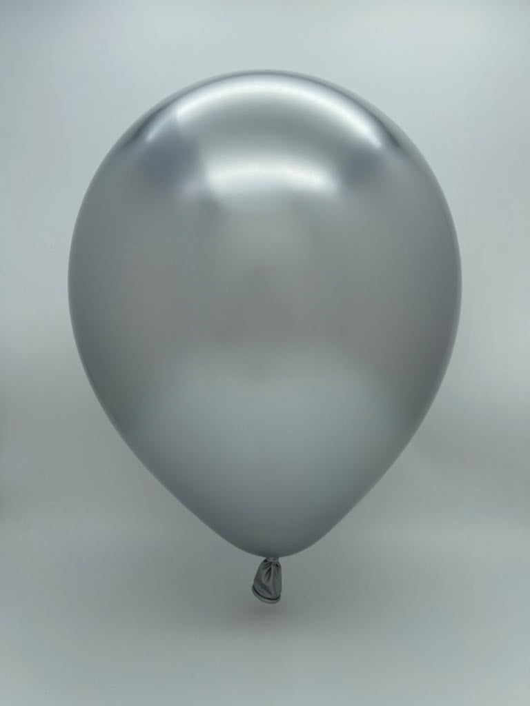 Inflated Balloon Image 18" Kalisan Latex Balloons Mirror Silver (25 Per Bag)