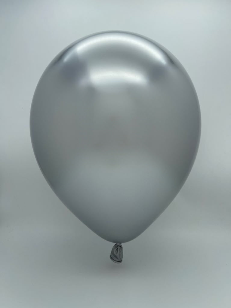 Inflated Balloon Image 350K Kalisan Nozzle Up Twisting Latex Balloons Mirror Silver (50 Per Bag)