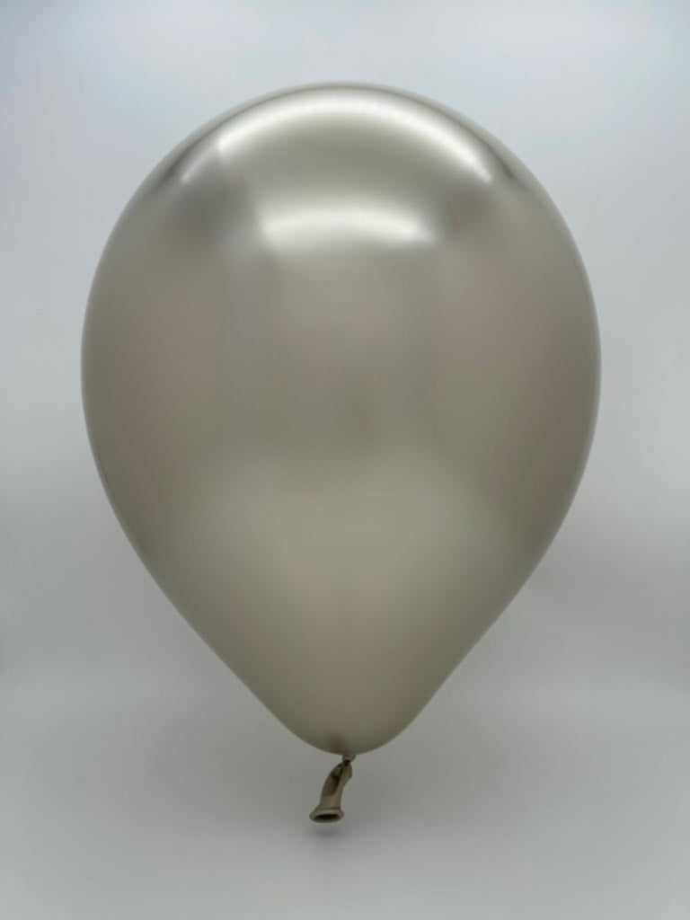 Inflated Balloon Image 160K Kalisan Nozzle Up Twisting Latex Balloons Mirror White Gold (50 Per Bag)