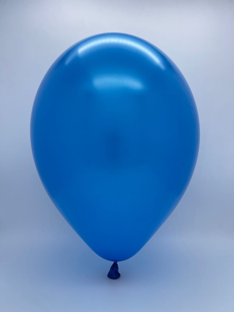 Inflated Balloon Image 11" Metallic Blue Decomex Linking Latex Balloons (100 Per Bag)