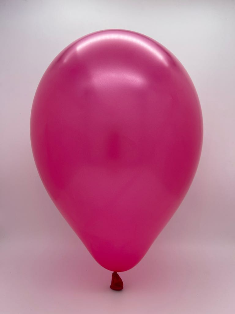 Inflated Balloon Image 9" Metallic Magenta Decomex Latex Balloons (100 Per Bag)