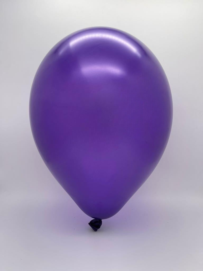 Inflated Balloon Image 9" Metallic Purple Decomex Latex Balloons (100 Per Bag)