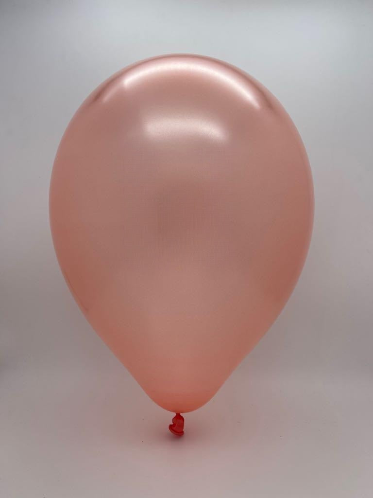 Inflated Balloon Image 9" Metallic Rose Gold Decomex Latex Balloons (100 Per Bag)