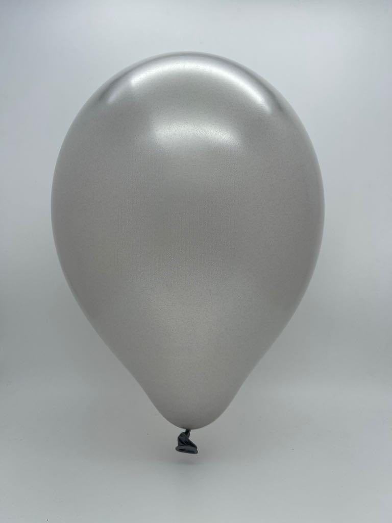 Inflated Balloon Image 260D Metallic Silver Decomex Modelling Latex Balloons (100 Per Bag)