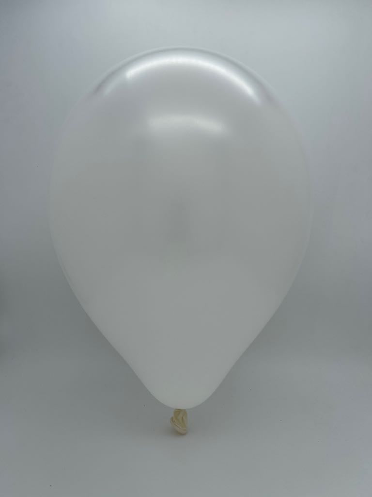 Inflated Balloon Image 260D Metallic White Decomex Modelling Latex Balloons (100 Per Bag)