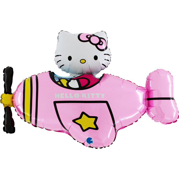 Uninflated 37 Inches Hello Kitty Airplane Pink Foil Balloon Manufacturered By Grabo