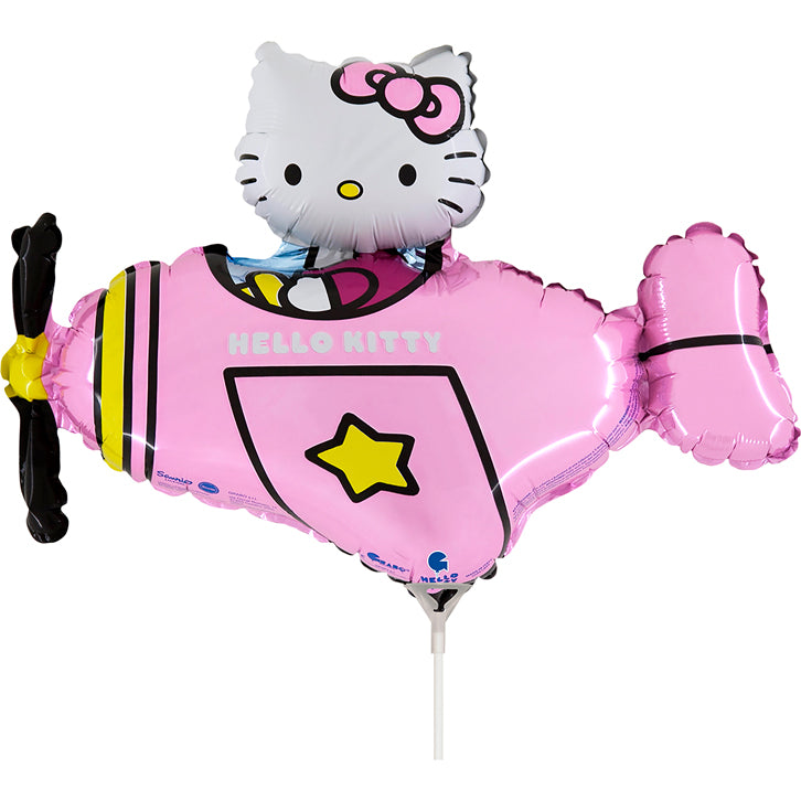 Uninflated 14 Inches Airfill Only Hello Kitty Airplane Pink mini Foil Balloon Manufacturered By Grabo