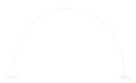 A Deco Arch Connector for Base by Decochamp is used to bend a rod into an arch secured with each end anchored to a 16"x16" or 24"x24" DecoBase; comes in boxes of 10 units, shown on a plain white background.
