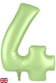 A 34" satin pastel pistachio number 4 foil balloon from Oaktree with a small British flag in the bottom left corner.
