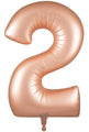 34″ Oaktree Number 2 Satin Pastel Rose Quartz foil balloon, inflated and isolated on a white background.