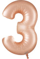 Un ballon en aluminium « Oaktree Number 3 Satin Pastel Rose Quartz » de 34 pouces est présenté sur un fond blanc.