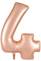 Un ballon en aluminium « Oaktree » de 34 pouces, numéro 4, couleur « Satin Pastel Rose Quartz », de la marque Oaktree, entièrement gonflé et flottant à la verticale sur un fond blanc.