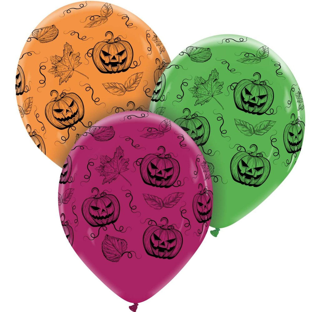 Uninflated 12 Inches Pumpkin Frenzy (Premium) All Around (25 Per Bag) Cattex Brand Latex Balloons Manufacturered By Cattex