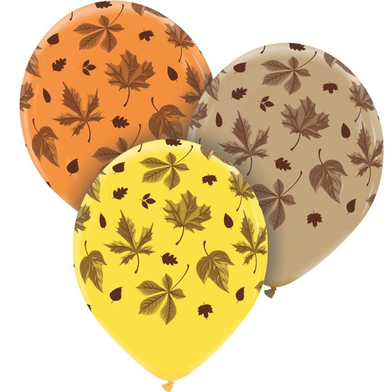 Uninflated 12 Inches Autumn Leaves (Premium) Printed All Around (25 Per Bag) Cattex Brand Latex Balloons Manufacturered By Cattex