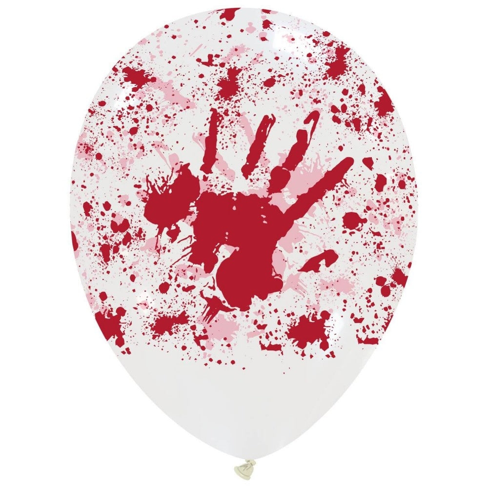 Uninflated 12 Inches Bloody Hands All Around (25 Per Bag) Cattex Brand Latex Balloons Manufacturered By Cattex