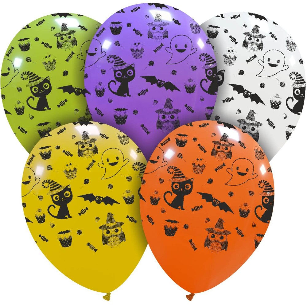 Uninflated 12 Inches Cute Halloween All Around (25 Per Bag) Cattex Brand Latex Balloons Manufacturered By Cattex