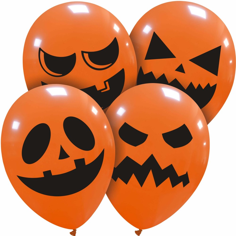 Uninflated 12 Inches Pumpkin Faces 1 sided (25 Per Bag) Cattex Brand Latex Balloons Manufacturered By Cattex