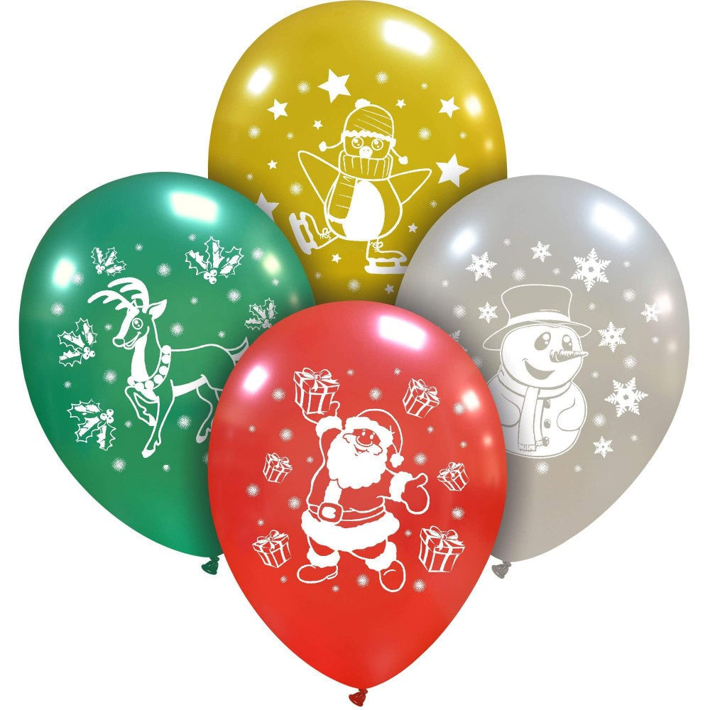 Uninflated 12 Inches Cute Christmas 1 sided (25 Per Bag) Cattex Brand Latex Balloons Manufacturered By Cattex