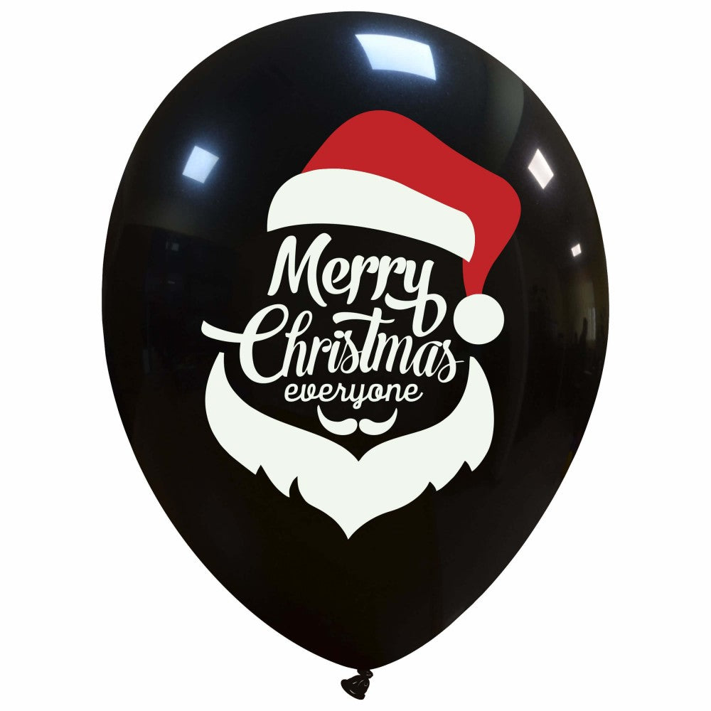 Uninflated 12 Inches Merry Christmas Everyone (Santa) Single Sided (25 Per Bag) Cattex Brand Latex Balloons Manufacturered By Cattex