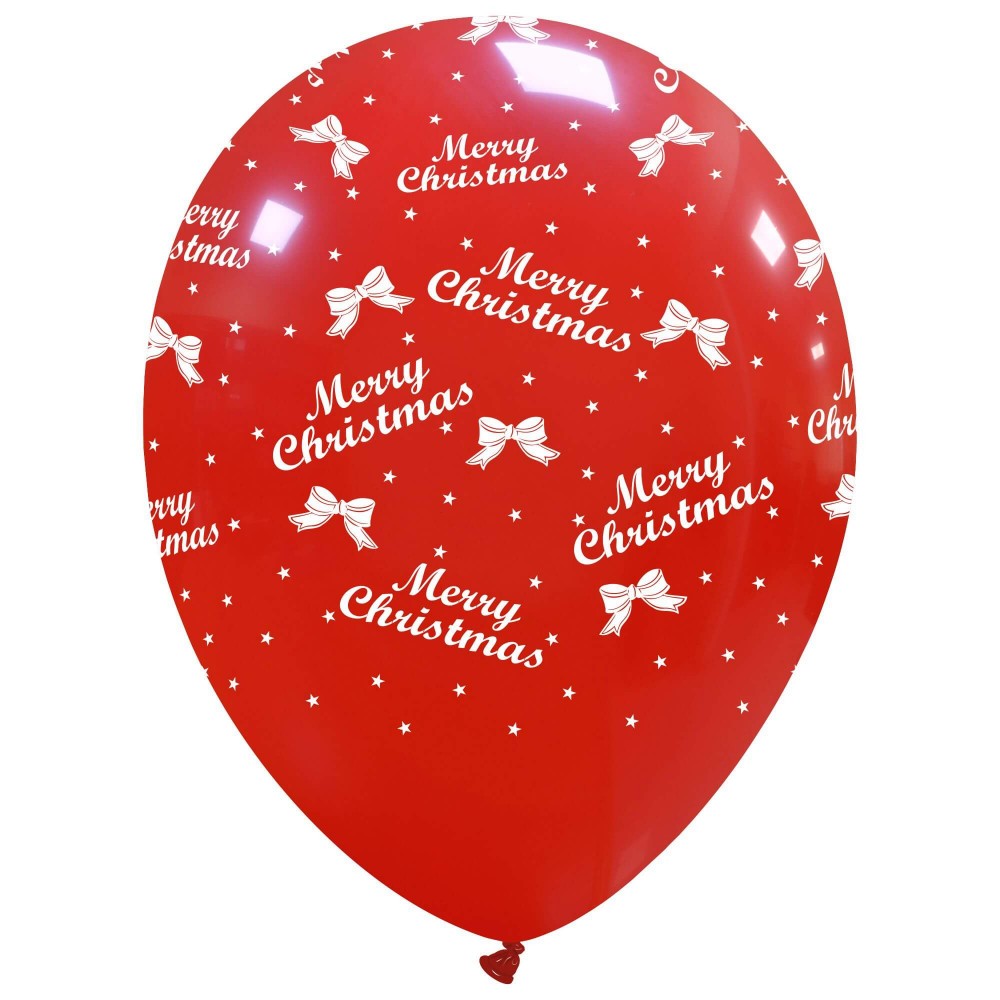 Uninflated 12 Inches Merry Christmas All Around (25 Per Bag) Cattex Brand Latex Balloons Manufacturered By Cattex