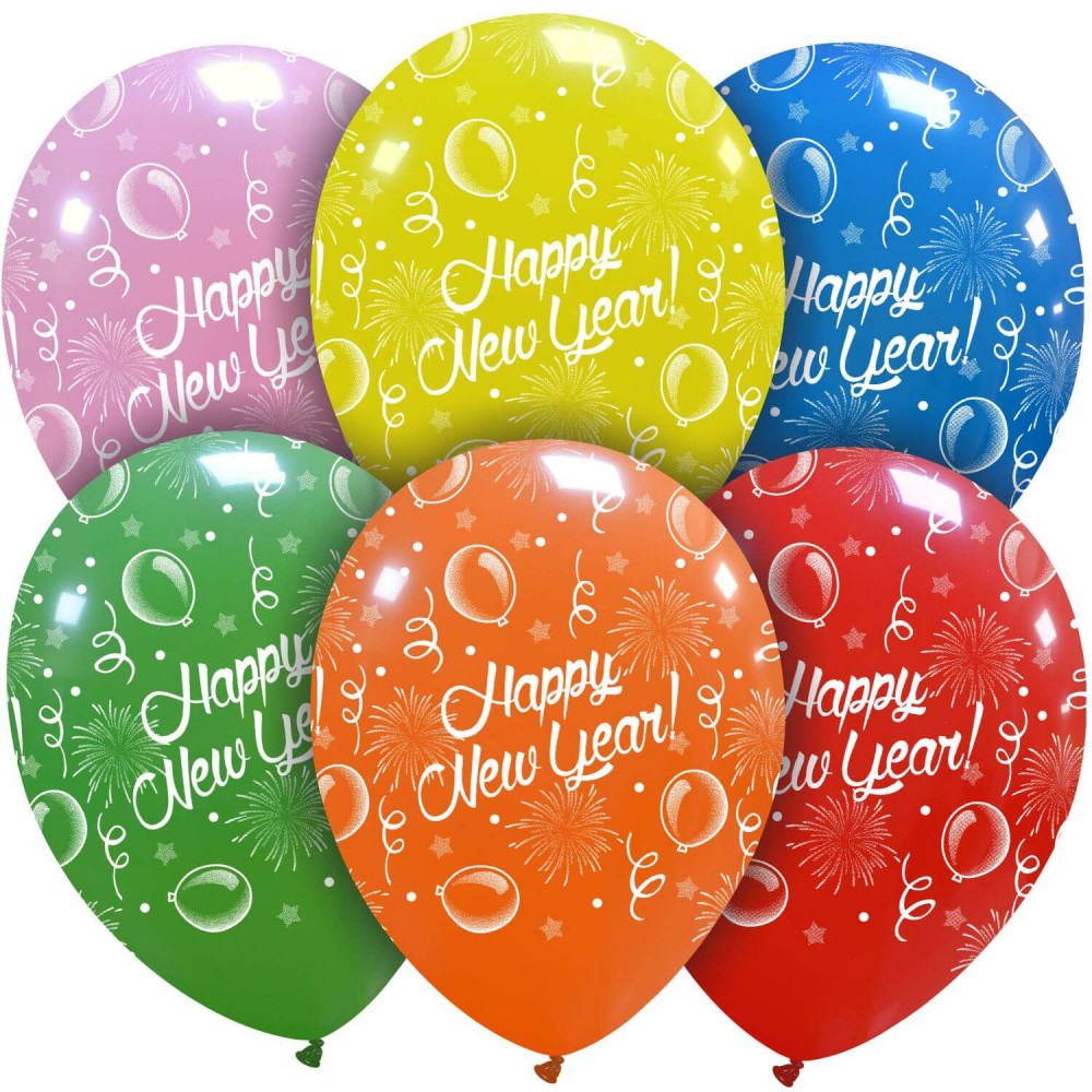 Uninflated 12 Inches New Year Party All Around (25 Per Bag) Cattex Brand Latex Balloons Manufacturered By Cattex