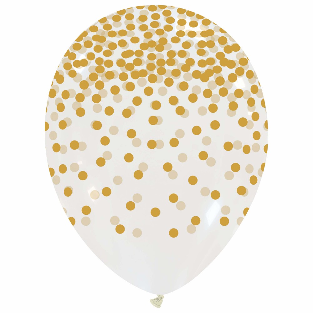 Uninflated 12 Inches Confetti Rain (Metal) Gold Print All Around (25 Per Bag) Cattex Brand Latex Balloons Manufacturered By Cattex