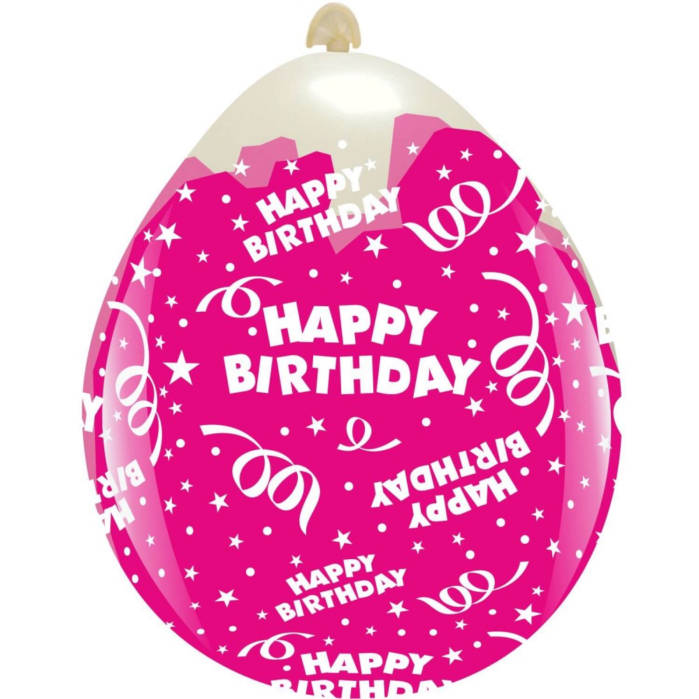 Uninflated 18 Inches Happy Birthday All Around (10 Per Bag) Cattex Brand Stuffing Latex Balloons Manufacturered By Cattex