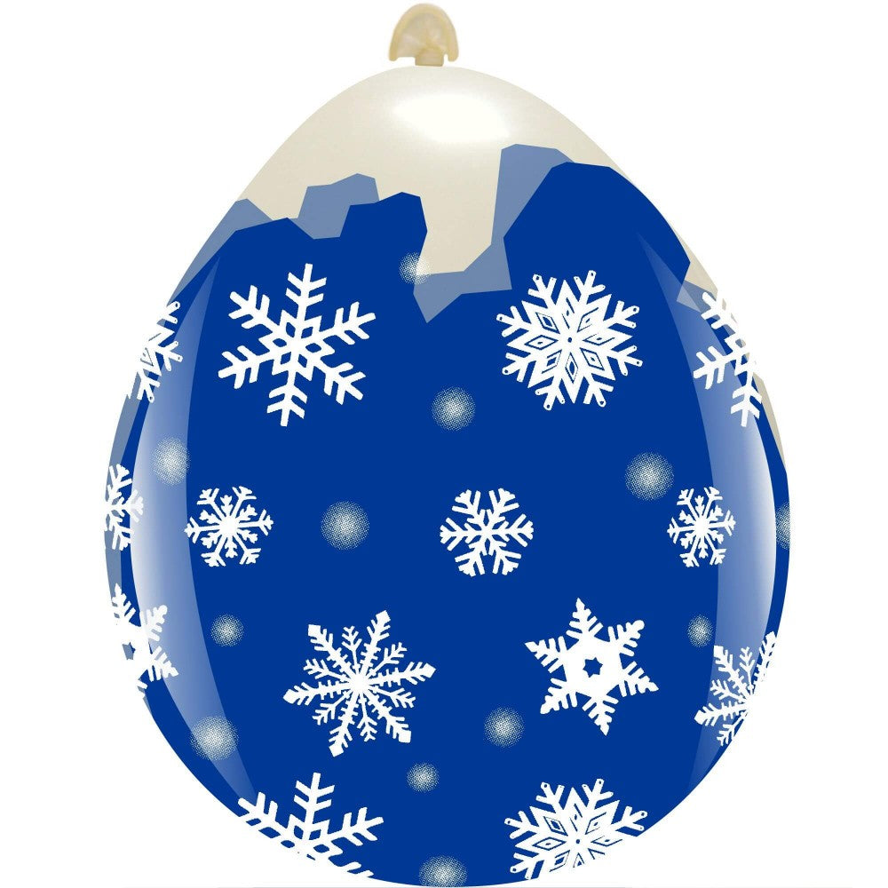 Uninflated 18 Inches Icy Snowflakes All Around (10 Per Bag) Cattex Brand Latex Stuffing Balloons Manufacturered By Cattex