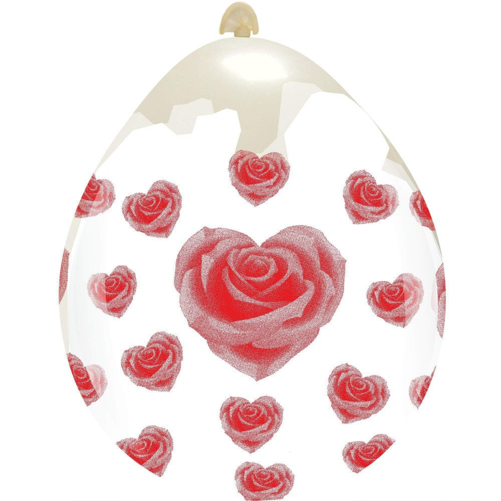 Uninflated 18 Inches Rose Hearts All Around (10 Per Bag) Cattex Brand Stuffing Latex Balloons Manufacturered By Cattex