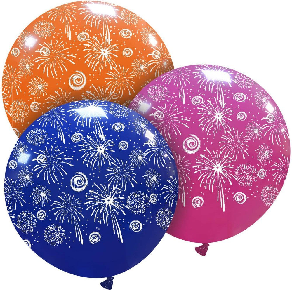 Uninflated 32 Inches Fireworks All Around (1 Per Bag) Cattex Brand Latex Balloons Manufacturered By Cattex